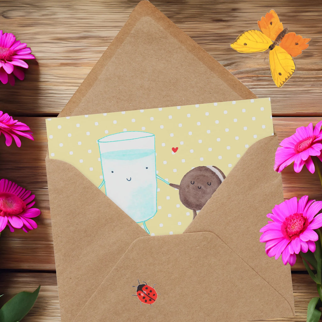 Deluxe Karte Milch Keks faltkarte, Grußkarte, doppelkarte, Klappkarte, anlasskarte, Glückwunschkarte, Tiermotive, Gute Laune, Tiere, Lustige Sprüche, Kekse, Motiv Süß, Perfektes Paar, Milk, Kaffee, Einladung Frühstück, Keks, Romantisch, Cookie, Milch