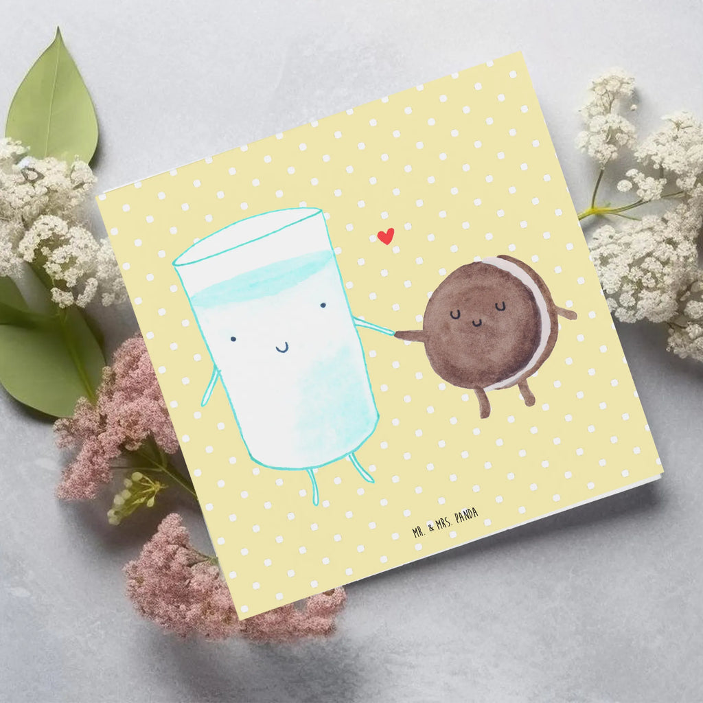 Deluxe Karte Milch Keks faltkarte, Grußkarte, doppelkarte, Klappkarte, anlasskarte, Glückwunschkarte, Tiermotive, Gute Laune, Tiere, Lustige Sprüche, Kekse, Motiv Süß, Perfektes Paar, Milk, Kaffee, Einladung Frühstück, Keks, Romantisch, Cookie, Milch