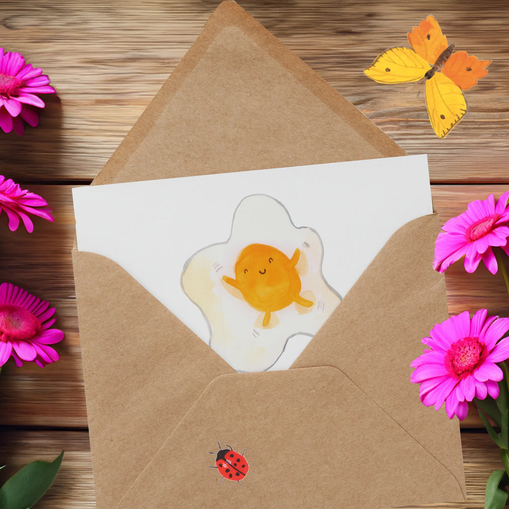 Deluxe Karte Spiegelei Ei Glückwunschkarte, Klappkarte, Grußkarte, doppelkarte, faltkarte, Lustige Sprüche, Gute Laune, Tiermotive, Tiere, Spiegelei, Liebe, Schön, Tag, Ei, Glücklich