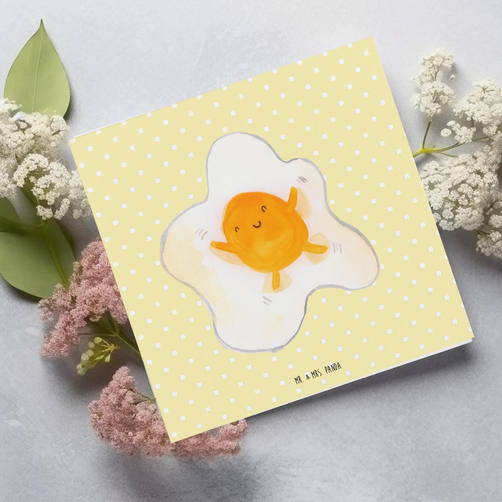 Deluxe Karte Spiegelei Ei Glückwunschkarte, Klappkarte, Grußkarte, doppelkarte, faltkarte, Lustige Sprüche, Gute Laune, Tiermotive, Tiere, Spiegelei, Liebe, Schön, Tag, Ei, Glücklich