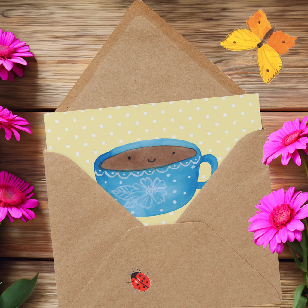 Deluxe Karte Kaffee Tasse faltkarte, doppelkarte, anlasskarte, Grußkarte, Glückwunschkarte, Klappkarte, Tiermotive, Gute Laune, Tiere, Lustige Sprüche, Liebe, Genuss, Tasse, Geschmack, Glücklich, Kaffee