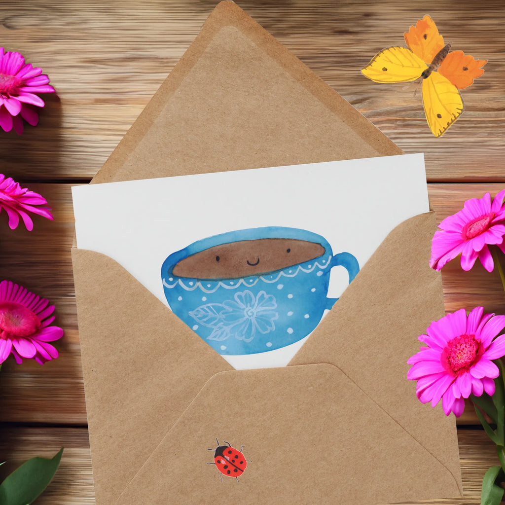 Deluxe Karte Kaffee Tasse faltkarte, doppelkarte, anlasskarte, Grußkarte, Glückwunschkarte, Klappkarte, Tiermotive, Gute Laune, Tiere, Lustige Sprüche, Liebe, Genuss, Tasse, Geschmack, Glücklich, Kaffee
