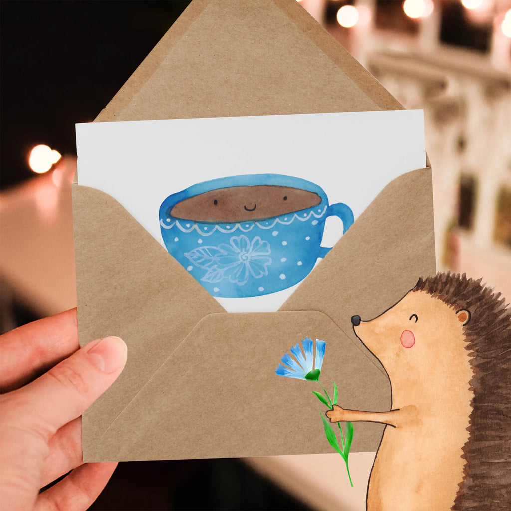 Deluxe Karte Kaffee Tasse faltkarte, doppelkarte, anlasskarte, Grußkarte, Glückwunschkarte, Klappkarte, Tiermotive, Gute Laune, Tiere, Lustige Sprüche, Liebe, Genuss, Tasse, Geschmack, Glücklich, Kaffee
