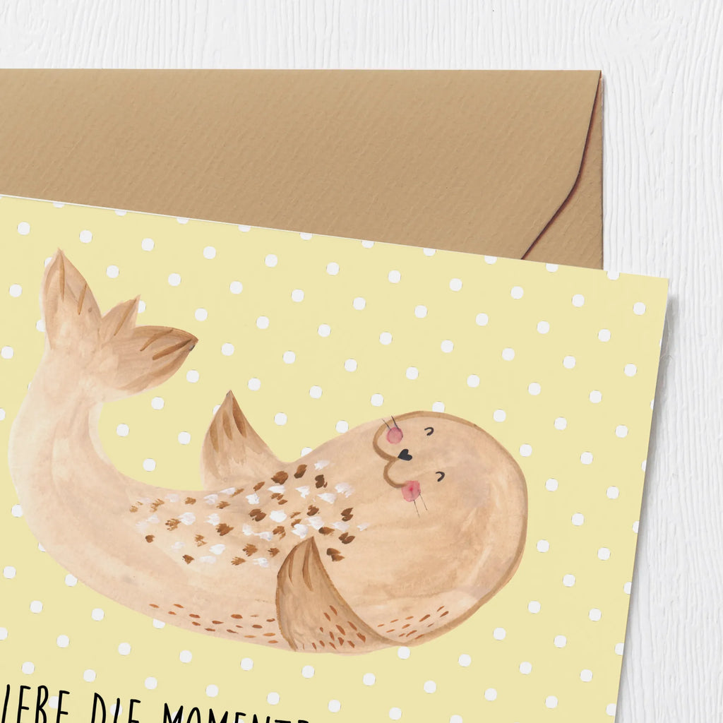 Deluxe Karte Robbe Liegen Hochzeitskarte, Grußkarte, Hochwertige Grußkarte, Hochwertige Klappkarte, Glückwunschkarte, Karte, Geburtstagskarte, Einladungskarte, Klappkarte, Tiermotive, Gute Laune, lustige Sprüche, Tiere, Meerestier, Lachen, Robben, Strand, Nordsee, Robbe, Ostsee, Freude, Seehund