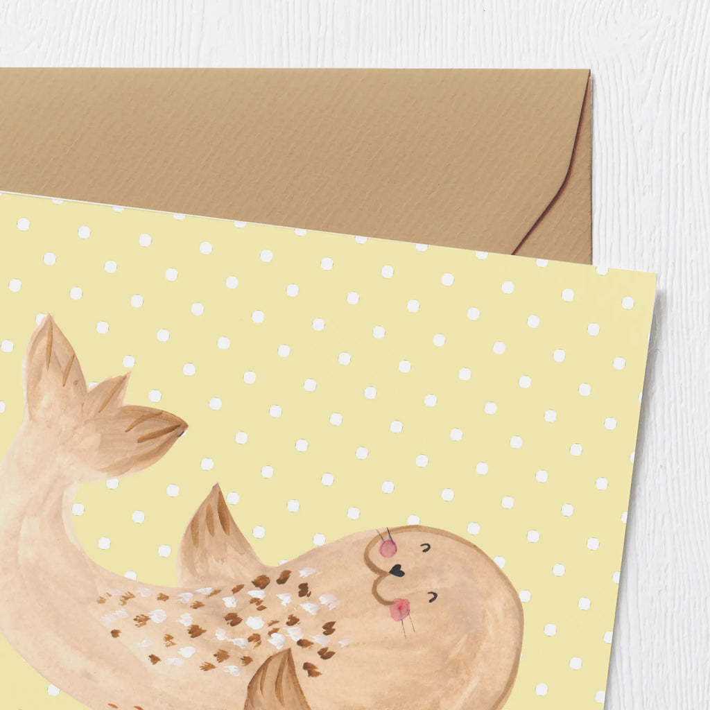 Deluxe Karte Robbe Liegen Hochzeitskarte, Grußkarte, Hochwertige Grußkarte, Hochwertige Klappkarte, Glückwunschkarte, Karte, Geburtstagskarte, Einladungskarte, Klappkarte, Tiermotive, Gute Laune, lustige Sprüche, Tiere, Meerestier, Lachen, Robben, Strand, Nordsee, Robbe, Ostsee, Freude, Seehund