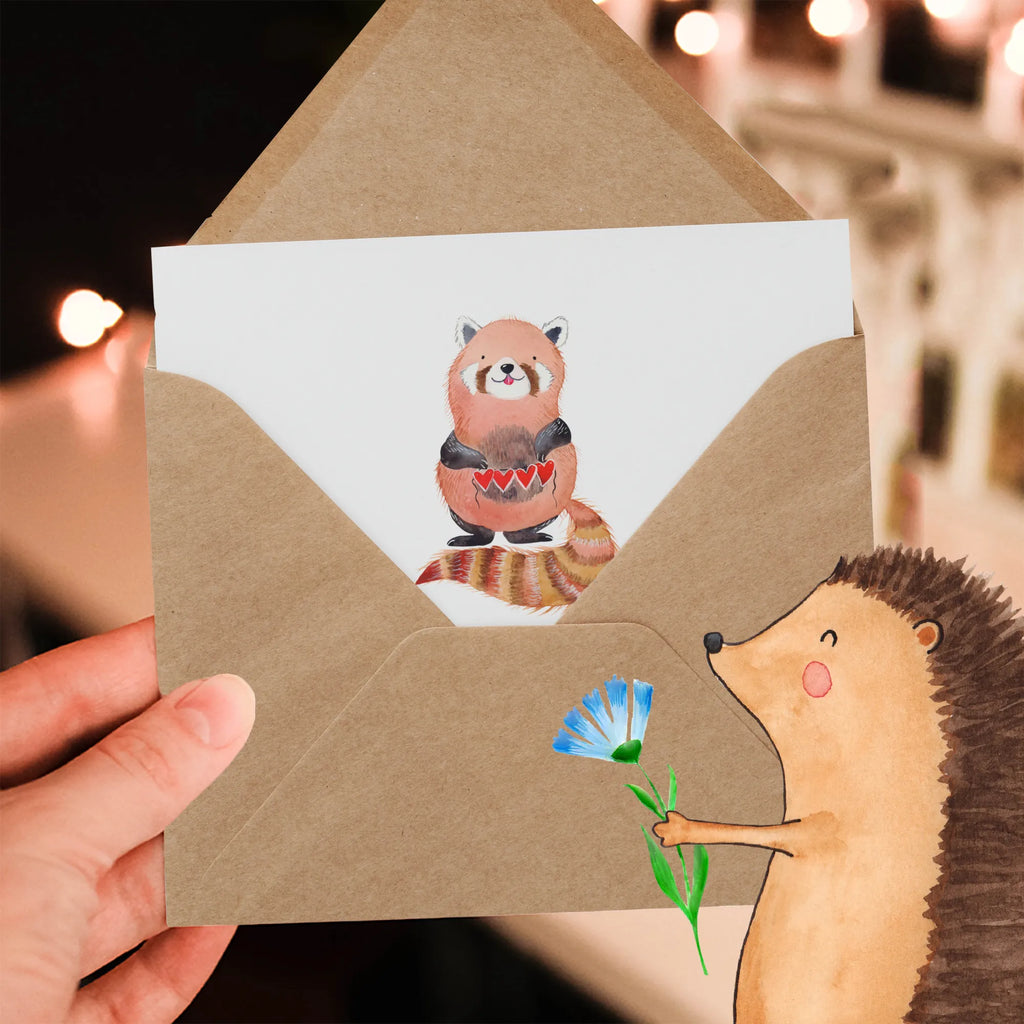 Deluxe Karte Roter Panda Hochzeitskarte, Glückwunschkarte, Grußkarte, Klappkarte, Einladungskarte, Geburtstagskarte, Karte, Hochwertige Grußkarte, Hochwertige Klappkarte, Tiermotive, Gute Laune, lustige Sprüche, Tiere, Liebe, Rot, Herz, Liebling, Panda, Lieblingsmensch