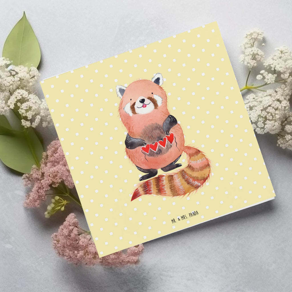 Deluxe Karte Roter Panda Hochzeitskarte, Glückwunschkarte, Grußkarte, Klappkarte, Einladungskarte, Geburtstagskarte, Karte, Hochwertige Grußkarte, Hochwertige Klappkarte, Tiermotive, Gute Laune, lustige Sprüche, Tiere, Liebe, Rot, Herz, Liebling, Panda, Lieblingsmensch