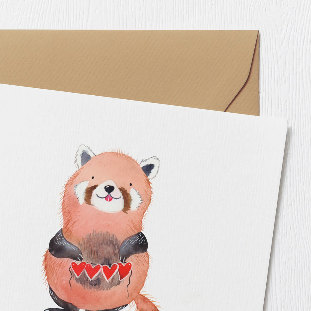 Deluxe Karte Roter Panda Hochzeitskarte, Glückwunschkarte, Grußkarte, Klappkarte, Einladungskarte, Geburtstagskarte, Karte, Hochwertige Grußkarte, Hochwertige Klappkarte, Tiermotive, Gute Laune, lustige Sprüche, Tiere, Liebe, Rot, Herz, Liebling, Panda, Lieblingsmensch