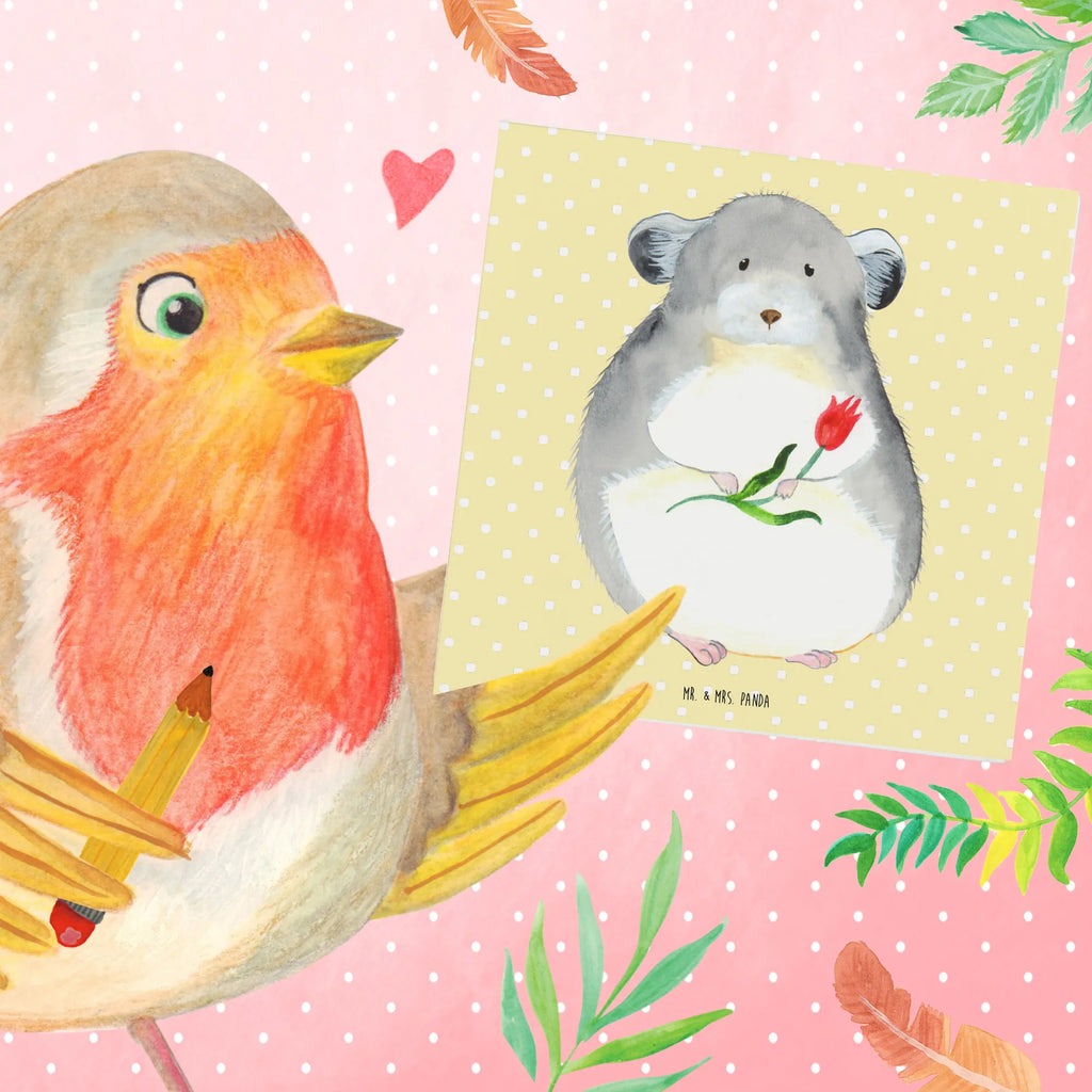 Deluxe Karte Chinchilla Blume Klappkarte, Hochwertige Klappkarte, Karte, Geburtstagskarte, Hochzeitskarte, Grußkarte, Glückwunschkarte, Einladungskarte, Hochwertige Grußkarte, Tiermotive, Gute Laune, lustige Sprüche, Tiere, Liebeskummer, Büroalltag, Chinchilla, Chaos, Glücklichsein, traurig sein, Chinchillas, Depressionen, Kummer, Büro