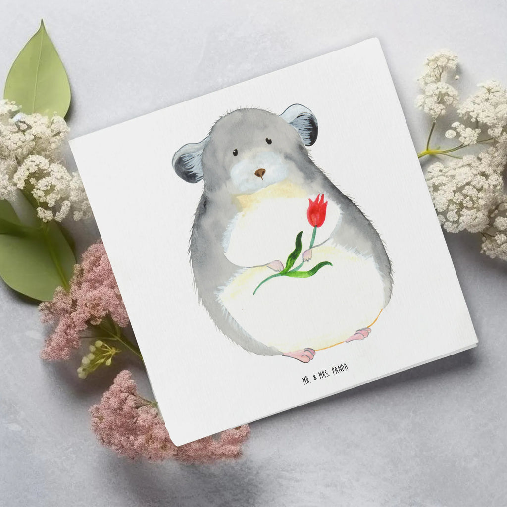 Deluxe Karte Chinchilla Blume Klappkarte, Hochwertige Klappkarte, Karte, Geburtstagskarte, Hochzeitskarte, Grußkarte, Glückwunschkarte, Einladungskarte, Hochwertige Grußkarte, Tiermotive, Gute Laune, lustige Sprüche, Tiere, Liebeskummer, Büroalltag, Chinchilla, Chaos, Glücklichsein, traurig sein, Chinchillas, Depressionen, Kummer, Büro