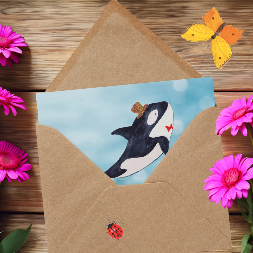 Deluxe Karte Orca Zylinder Klappkarte, Grußkarte, Karte, Hochzeitskarte, Hochwertige Klappkarte, Geburtstagskarte, Einladungskarte, Glückwunschkarte, Hochwertige Grußkarte, Meerestiere, Meer, Urlaub, Konfetti, Glitter, Fest, Feier, Orca, Fete, Glitzer, Narwal, Geburtstag, Glückwunsch