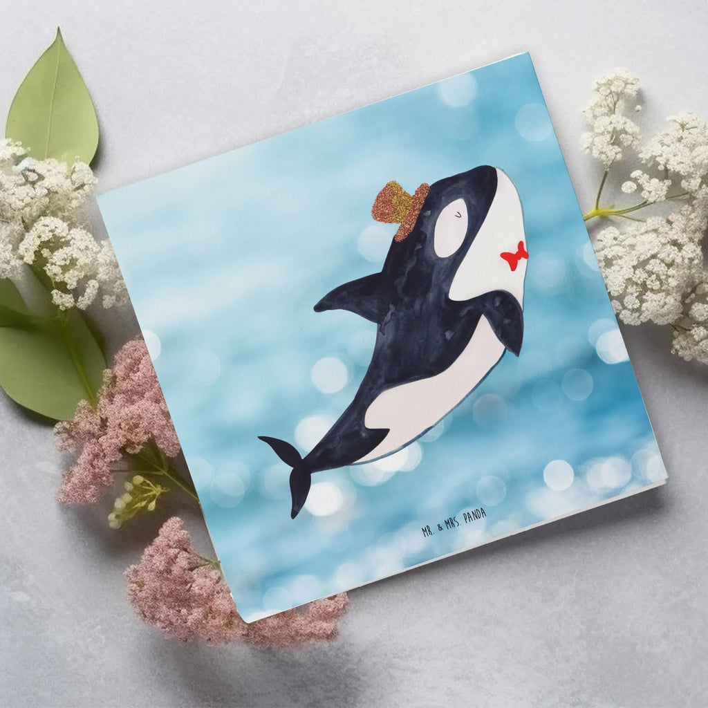 Deluxe Karte Orca Zylinder Klappkarte, Grußkarte, Karte, Hochzeitskarte, Hochwertige Klappkarte, Geburtstagskarte, Einladungskarte, Glückwunschkarte, Hochwertige Grußkarte, Meerestiere, Meer, Urlaub, Konfetti, Glitter, Fest, Feier, Orca, Fete, Glitzer, Narwal, Geburtstag, Glückwunsch