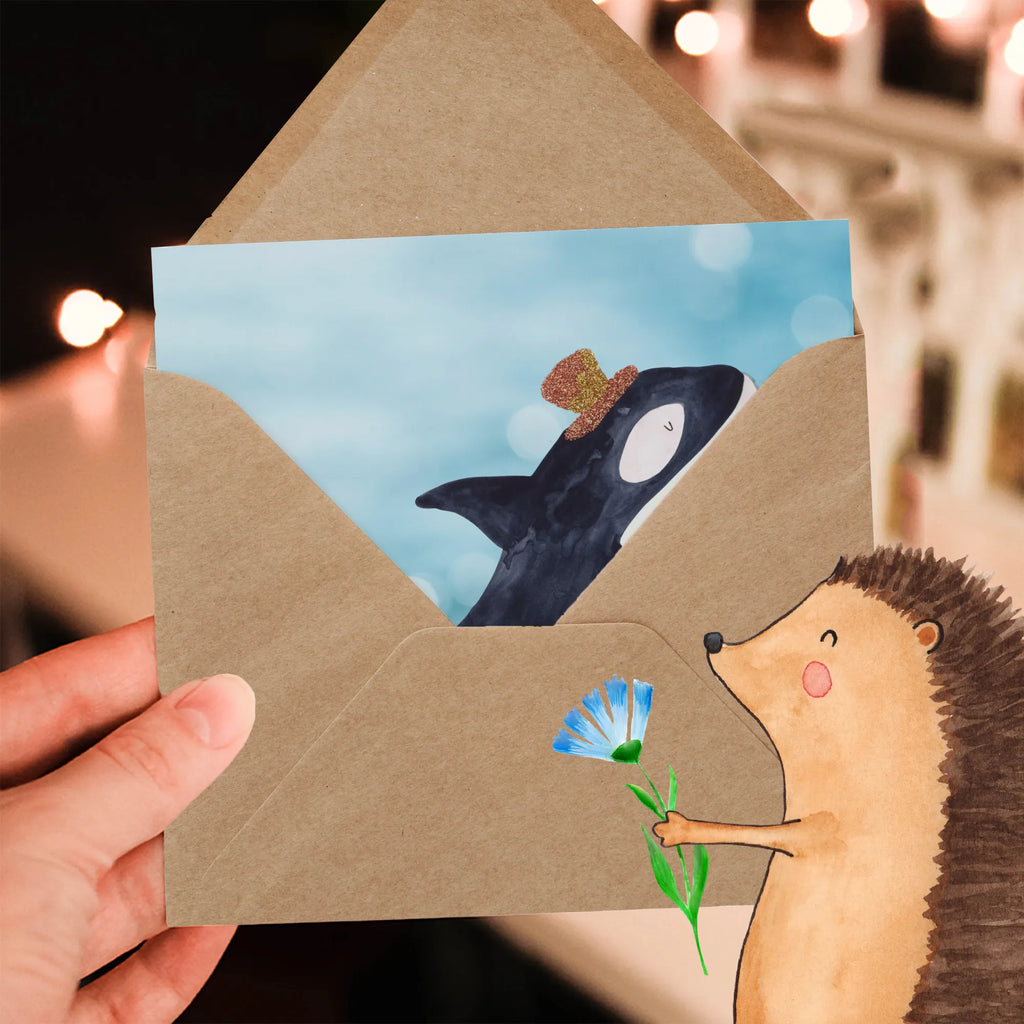 Deluxe Karte Orca Zylinder Klappkarte, Grußkarte, Karte, Hochzeitskarte, Hochwertige Klappkarte, Geburtstagskarte, Einladungskarte, Glückwunschkarte, Hochwertige Grußkarte, Meerestiere, Meer, Urlaub, Konfetti, Glitter, Fest, Feier, Orca, Fete, Glitzer, Narwal, Geburtstag, Glückwunsch