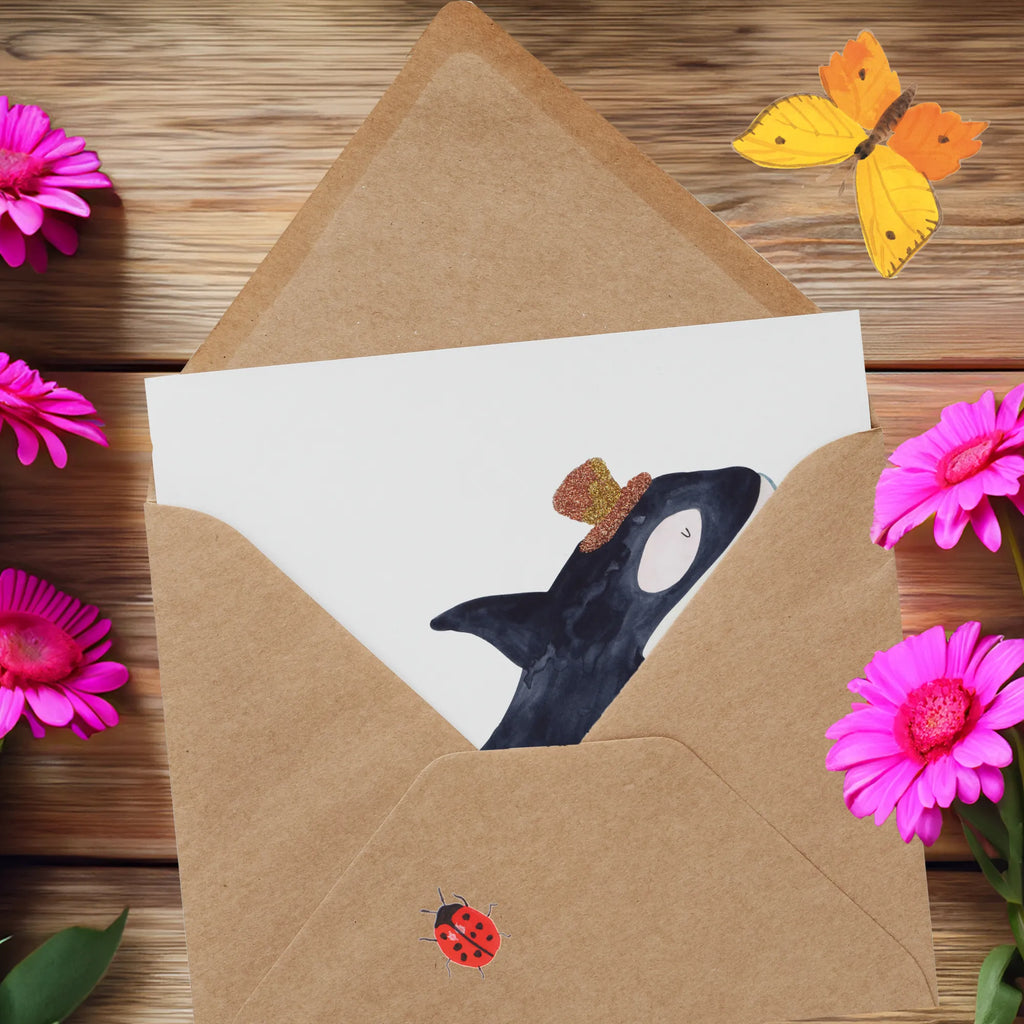 Deluxe Karte Orca Zylinder Klappkarte, Grußkarte, Karte, Hochzeitskarte, Hochwertige Klappkarte, Geburtstagskarte, Einladungskarte, Glückwunschkarte, Hochwertige Grußkarte, Meerestiere, Meer, Urlaub, Konfetti, Glitter, Fest, Feier, Orca, Fete, Glitzer, Narwal, Geburtstag, Glückwunsch