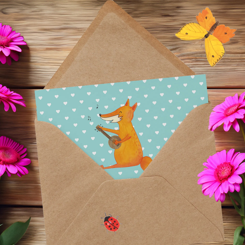 Deluxe Card Fox guitar Karte, Klappkarte, Grußkarte, Einladungskarte, Hochwertige Klappkarte, Hochwertige Grußkarte, Geburtstagskarte, Glückwunschkarte, Hochzeitskarte, Fuchs, Füchse, Geschenk Musiker, Gitarre, Musik Spruch, Sänger, Sängerin, Musikerin