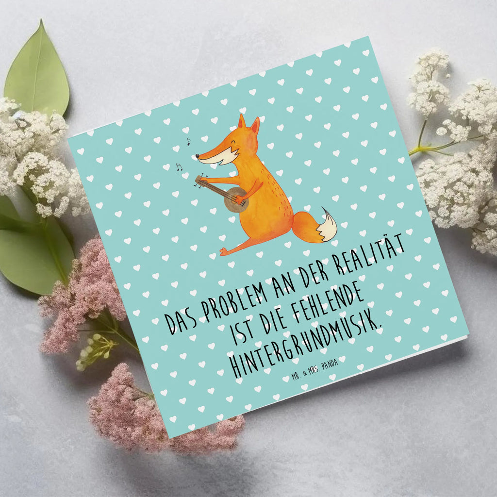 Deluxe Card Fox guitar Karte, Klappkarte, Grußkarte, Einladungskarte, Hochwertige Klappkarte, Hochwertige Grußkarte, Geburtstagskarte, Glückwunschkarte, Hochzeitskarte, Fuchs, Füchse, Geschenk Musiker, Gitarre, Musik Spruch, Sänger, Sängerin, Musikerin