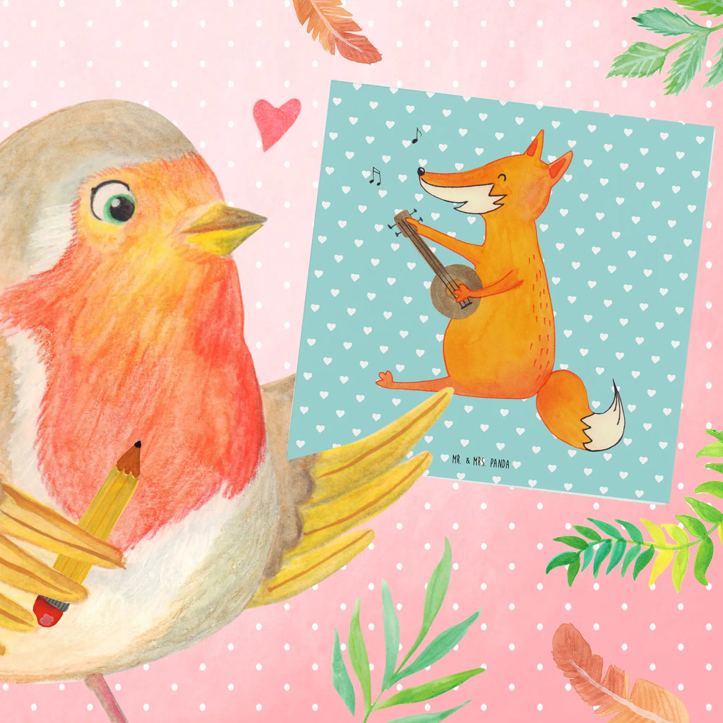 Deluxe Card Fox guitar Karte, Klappkarte, Grußkarte, Einladungskarte, Hochwertige Klappkarte, Hochwertige Grußkarte, Geburtstagskarte, Glückwunschkarte, Hochzeitskarte, Fuchs, Füchse, Geschenk Musiker, Gitarre, Musik Spruch, Sänger, Sängerin, Musikerin