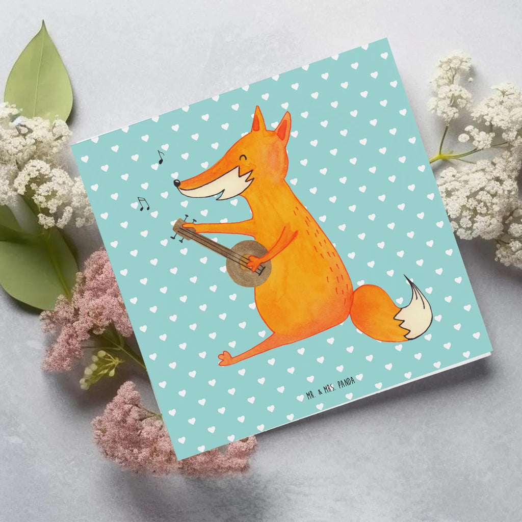 Deluxe Card Fox guitar Karte, Klappkarte, Grußkarte, Einladungskarte, Hochwertige Klappkarte, Hochwertige Grußkarte, Geburtstagskarte, Glückwunschkarte, Hochzeitskarte, Fuchs, Füchse, Geschenk Musiker, Gitarre, Musik Spruch, Sänger, Sängerin, Musikerin