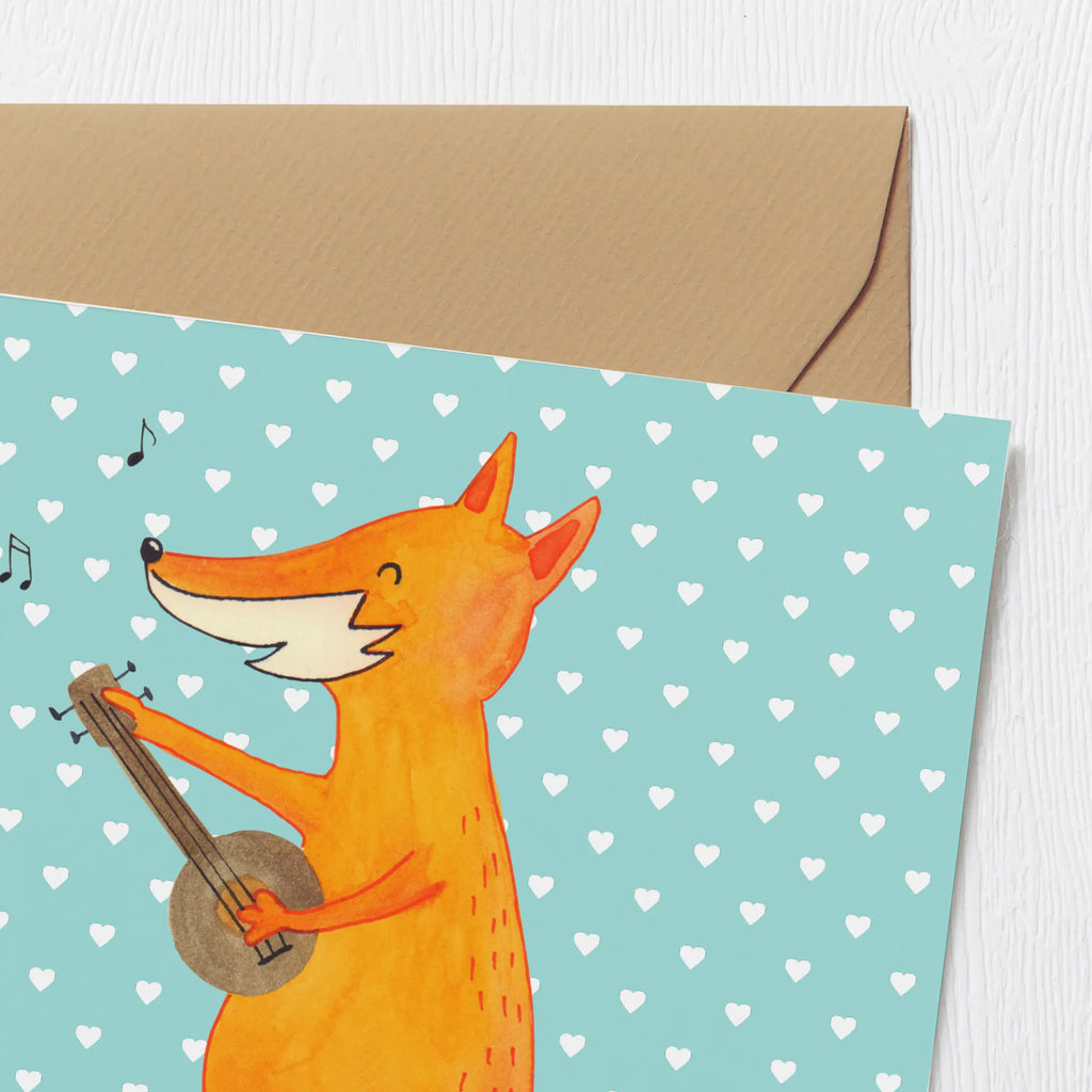 Deluxe Card Fox guitar Karte, Klappkarte, Grußkarte, Einladungskarte, Hochwertige Klappkarte, Hochwertige Grußkarte, Geburtstagskarte, Glückwunschkarte, Hochzeitskarte, Fuchs, Füchse, Geschenk Musiker, Gitarre, Musik Spruch, Sänger, Sängerin, Musikerin