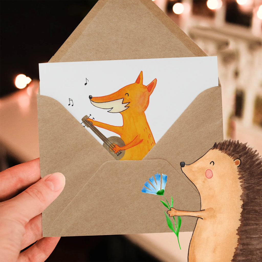 Deluxe Card Fox guitar Karte, Klappkarte, Grußkarte, Einladungskarte, Hochwertige Klappkarte, Hochwertige Grußkarte, Geburtstagskarte, Glückwunschkarte, Hochzeitskarte, Fuchs, Füchse, Geschenk Musiker, Gitarre, Musik Spruch, Sänger, Sängerin, Musikerin