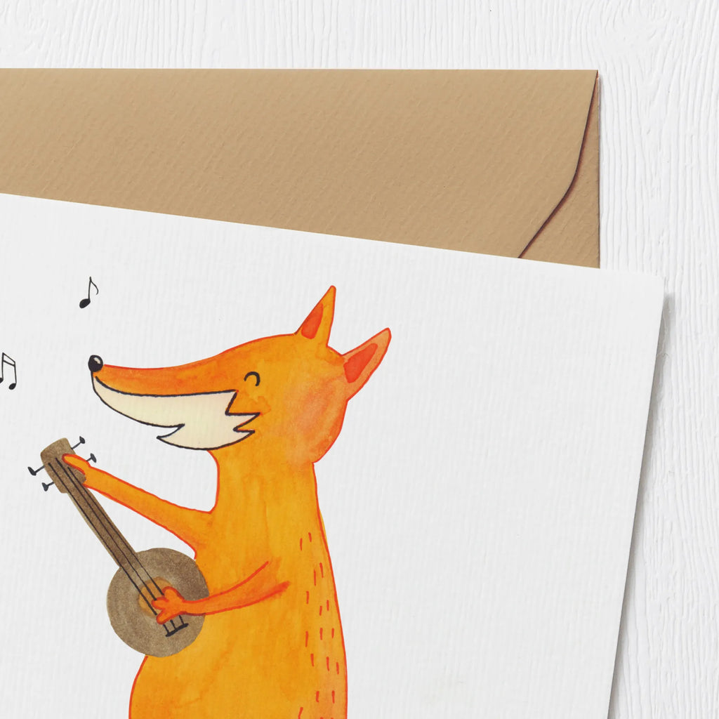 Deluxe Card Fox guitar Karte, Klappkarte, Grußkarte, Einladungskarte, Hochwertige Klappkarte, Hochwertige Grußkarte, Geburtstagskarte, Glückwunschkarte, Hochzeitskarte, Fuchs, Füchse, Geschenk Musiker, Gitarre, Musik Spruch, Sänger, Sängerin, Musikerin