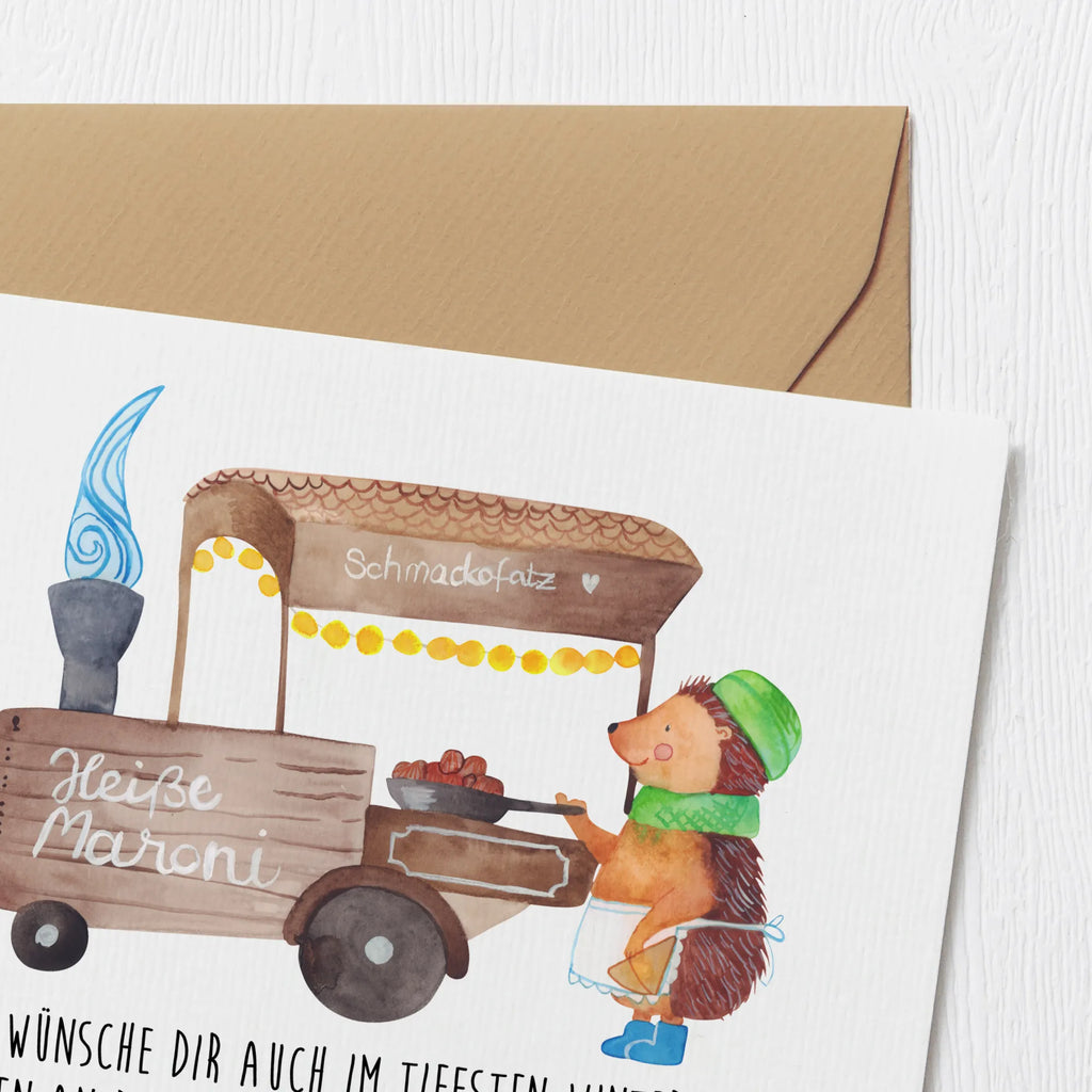 Deluxe Card hedgehog Chestnuts Karte, Grußkarte, Einladungskarte, Hochwertige Grußkarte, Glückwunschkarte, Hochwertige Klappkarte, Hochzeitskarte, Geburtstagskarte, Klappkarte, Winter, Weihnachten, Weihnachtsdeko, Nikolaus, Advent, Heiligabend, Wintermotiv, Maronen, Duft, Kastanien, Weihnachtsmarkt