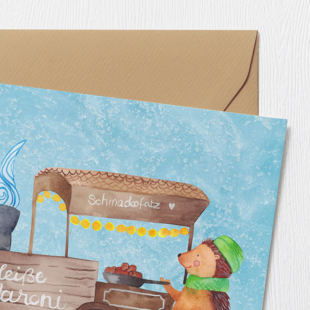Deluxe Card hedgehog Chestnuts Karte, Grußkarte, Einladungskarte, Hochwertige Grußkarte, Glückwunschkarte, Hochwertige Klappkarte, Hochzeitskarte, Geburtstagskarte, Klappkarte, Winter, Weihnachten, Weihnachtsdeko, Nikolaus, Advent, Heiligabend, Wintermotiv, Maronen, Duft, Kastanien, Weihnachtsmarkt