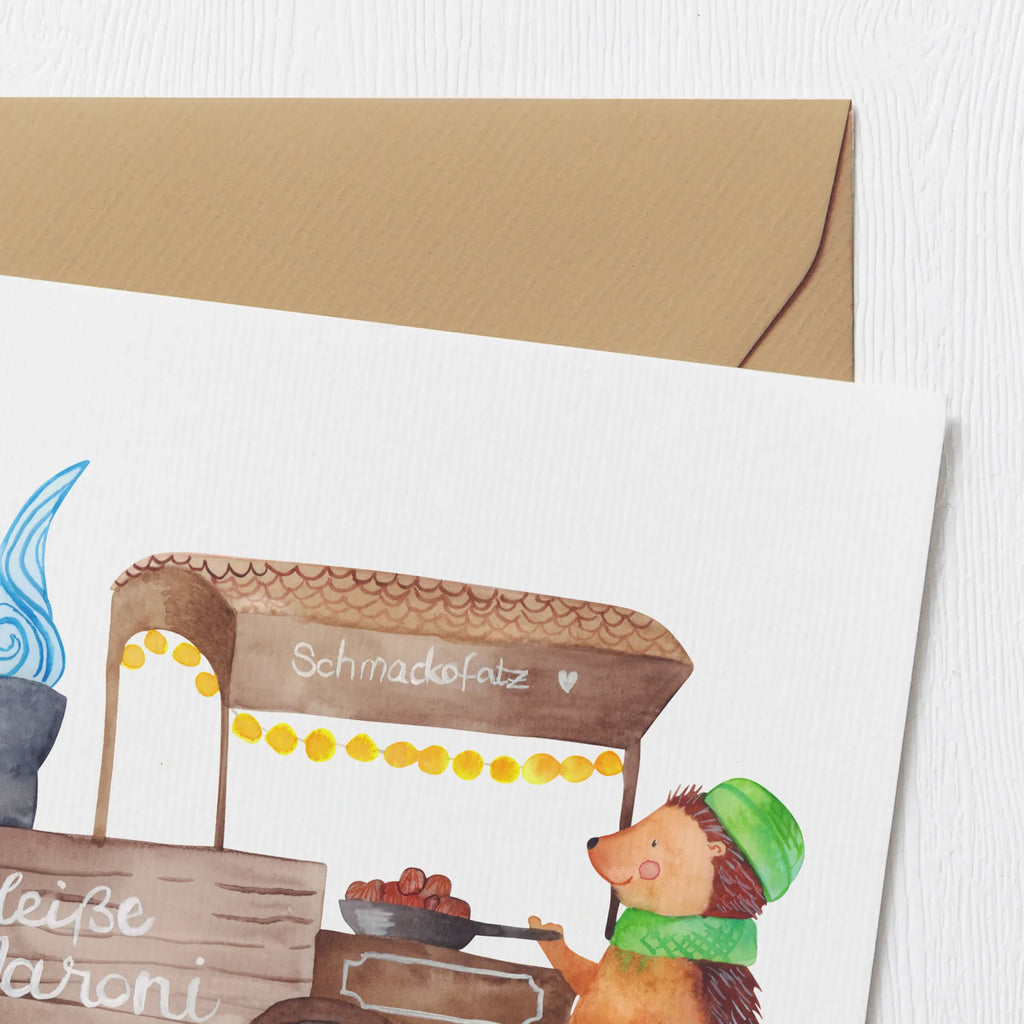 Deluxe Card hedgehog Chestnuts Karte, Grußkarte, Einladungskarte, Hochwertige Grußkarte, Glückwunschkarte, Hochwertige Klappkarte, Hochzeitskarte, Geburtstagskarte, Klappkarte, Winter, Weihnachten, Weihnachtsdeko, Nikolaus, Advent, Heiligabend, Wintermotiv, Maronen, Duft, Kastanien, Weihnachtsmarkt