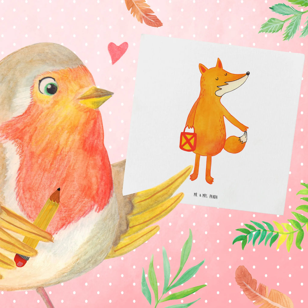 Deluxe Card Fox Lantern Einladungskarte, Geburtstagskarte, Karte, Glückwunschkarte, Hochzeitskarte, Hochwertige Grußkarte, Grußkarte, Klappkarte, Hochwertige Klappkarte, Fuchs, Sankt Martin, Laternenumzug, Liebeskummer Spruch, Laterne, Spruch trösten, Aufmuntern, Füchse, Cäsar Otto Hugo Flaischlen