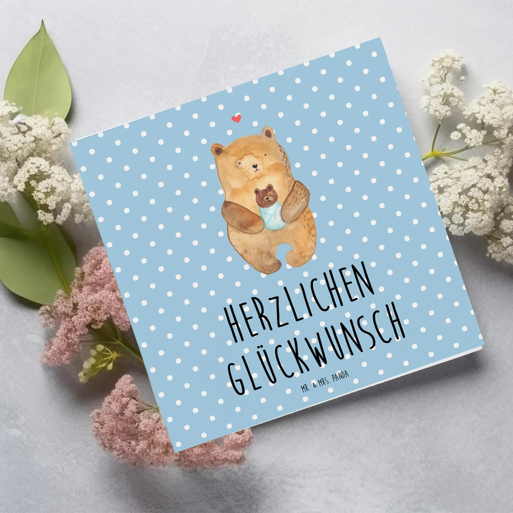 Deluxe Card bear infant Hochwertige Grußkarte, Klappkarte, Karte, Hochzeitskarte, Grußkarte, Hochwertige Klappkarte, Glückwunschkarte, Einladungskarte, Geburtstagskarte, Bär, Teddy, Teddybär, Baby, Täufling, Neffe, Enkelin, Nichte, Eltern, Geburtstag, Mutter, Glückwunsch, Geburt, Taufe, Enkel