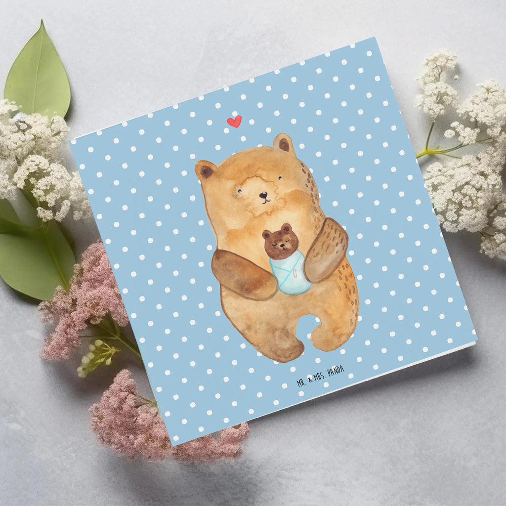 Deluxe Card bear infant Hochwertige Grußkarte, Klappkarte, Karte, Hochzeitskarte, Grußkarte, Hochwertige Klappkarte, Glückwunschkarte, Einladungskarte, Geburtstagskarte, Bär, Teddy, Teddybär, Baby, Täufling, Neffe, Enkelin, Nichte, Eltern, Geburtstag, Mutter, Glückwunsch, Geburt, Taufe, Enkel