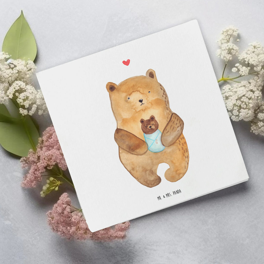 Deluxe Card bear infant Hochwertige Grußkarte, Klappkarte, Karte, Hochzeitskarte, Grußkarte, Hochwertige Klappkarte, Glückwunschkarte, Einladungskarte, Geburtstagskarte, Bär, Teddy, Teddybär, Baby, Täufling, Neffe, Enkelin, Nichte, Eltern, Geburtstag, Mutter, Glückwunsch, Geburt, Taufe, Enkel