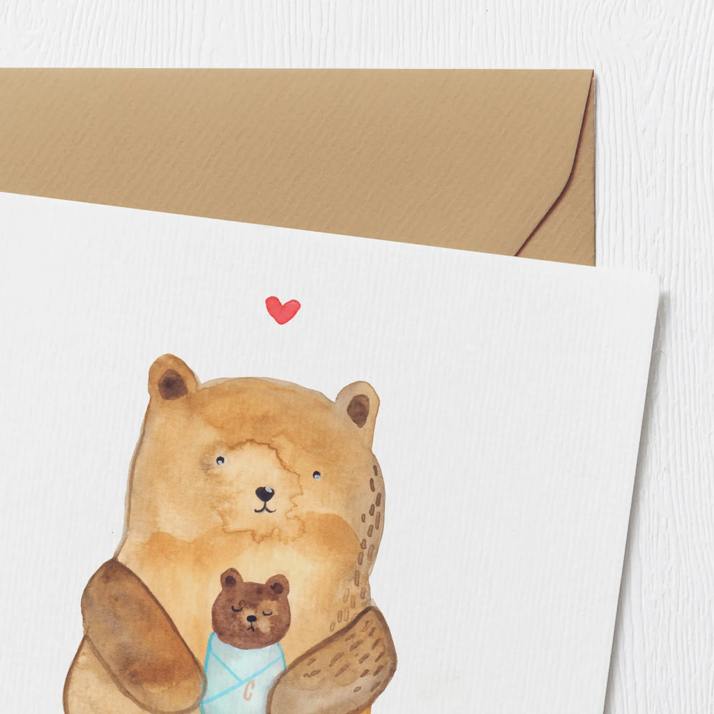 Deluxe Card bear infant Hochwertige Grußkarte, Klappkarte, Karte, Hochzeitskarte, Grußkarte, Hochwertige Klappkarte, Glückwunschkarte, Einladungskarte, Geburtstagskarte, Bär, Teddy, Teddybär, Baby, Täufling, Neffe, Enkelin, Nichte, Eltern, Geburtstag, Mutter, Glückwunsch, Geburt, Taufe, Enkel