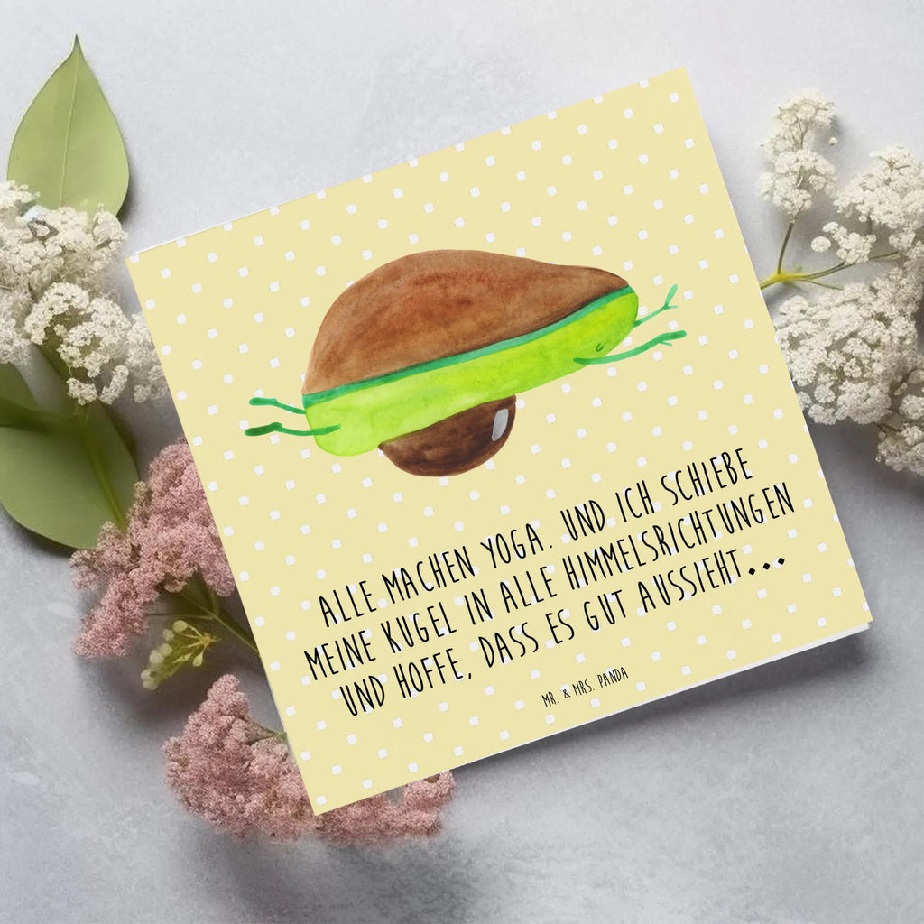 Deluxe Karte Avocado Yoga Einladungskarte, Geburtstagskarte, Glückwunschkarte, Hochzeitskarte, Hochwertige Grußkarte, Grußkarte, Karte, Klappkarte, Hochwertige Klappkarte, Avocado, Veggie, Vegan, Gesund, Avocado Yoga Vegan