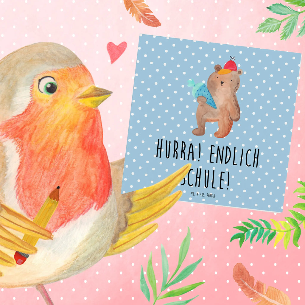 Deluxe Karte Bär Schultüte Hochwertige Klappkarte, Karte, Geburtstagskarte, Einladungskarte, Klappkarte, Glückwunschkarte, Hochzeitskarte, Grußkarte, Hochwertige Grußkarte, Bär, Teddy, Teddybär, Bär Motiv, Einschulung Geschenk, Erster Schultag Geschenk, Grundschule, Schule Geschenk, Schulanfang, Schultüte, Schulbeginn