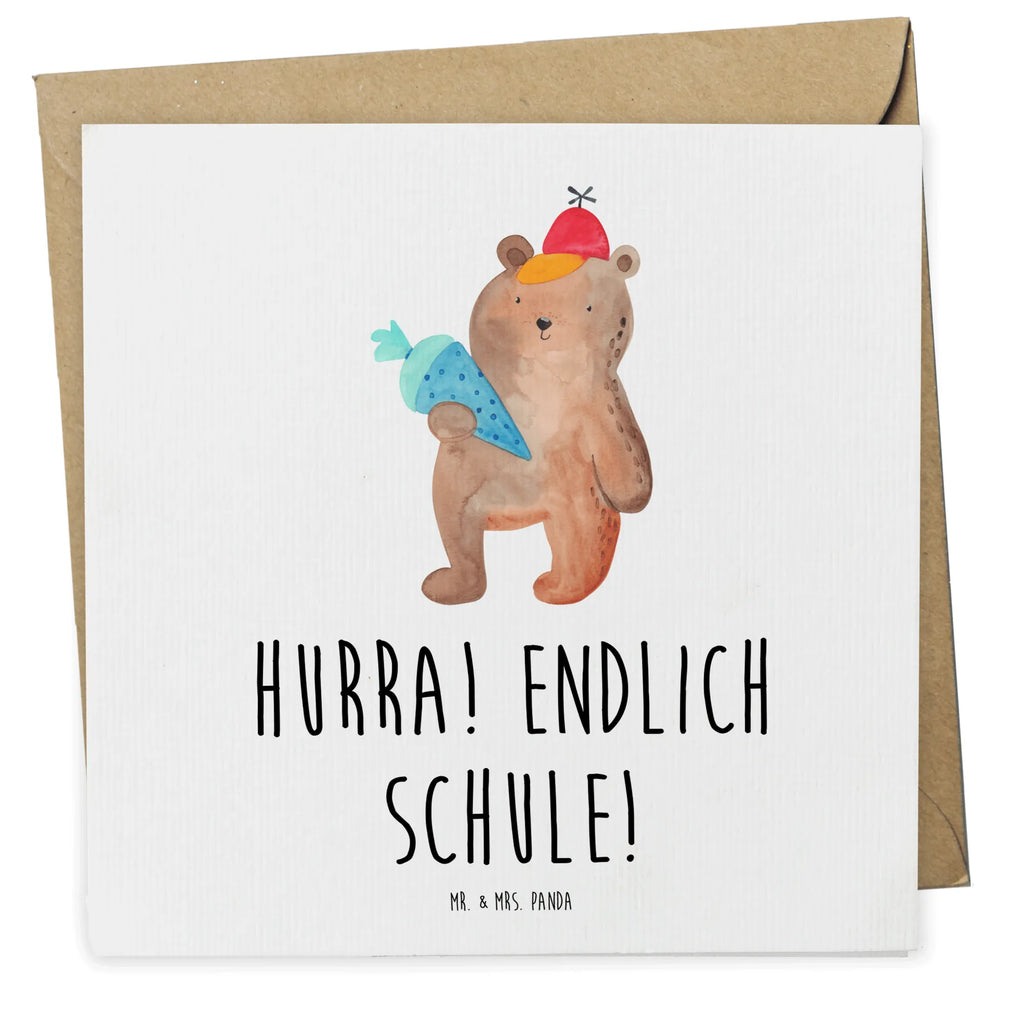 Deluxe Karte Bär Schultüte Hochwertige Klappkarte, Karte, Geburtstagskarte, Einladungskarte, Klappkarte, Glückwunschkarte, Hochzeitskarte, Grußkarte, Hochwertige Grußkarte, Bär, Teddy, Teddybär, Bär Motiv, Einschulung Geschenk, Erster Schultag Geschenk, Grundschule, Schule Geschenk, Schulanfang, Schultüte, Schulbeginn