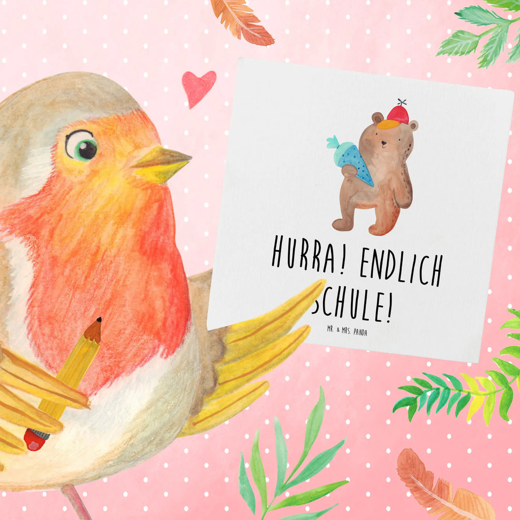 Deluxe Karte Bär Schultüte Hochwertige Klappkarte, Karte, Geburtstagskarte, Einladungskarte, Klappkarte, Glückwunschkarte, Hochzeitskarte, Grußkarte, Hochwertige Grußkarte, Bär, Teddy, Teddybär, Bär Motiv, Einschulung Geschenk, Erster Schultag Geschenk, Grundschule, Schule Geschenk, Schulanfang, Schultüte, Schulbeginn