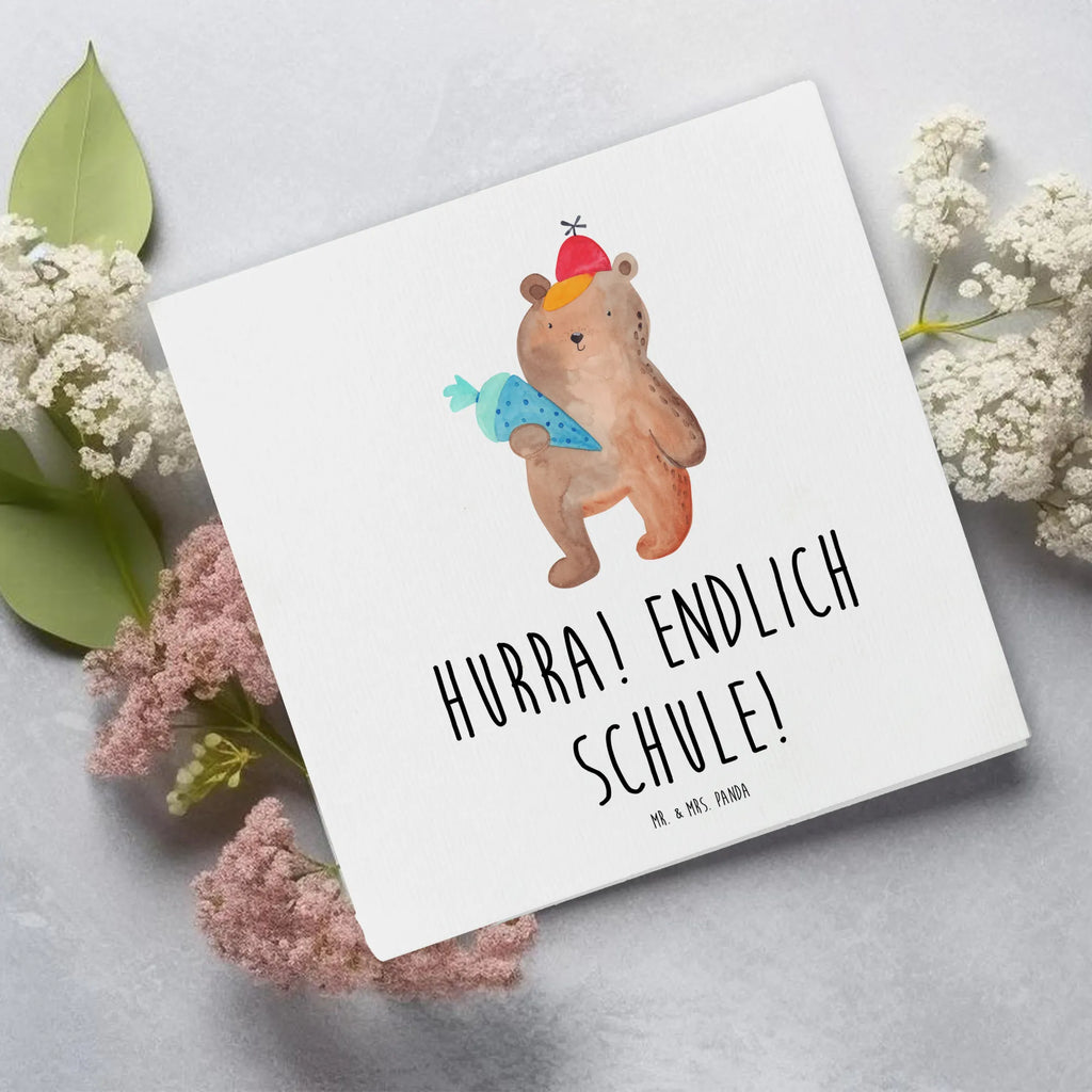 Deluxe Karte Bär Schultüte Hochwertige Klappkarte, Karte, Geburtstagskarte, Einladungskarte, Klappkarte, Glückwunschkarte, Hochzeitskarte, Grußkarte, Hochwertige Grußkarte, Bär, Teddy, Teddybär, Bär Motiv, Einschulung Geschenk, Erster Schultag Geschenk, Grundschule, Schule Geschenk, Schulanfang, Schultüte, Schulbeginn