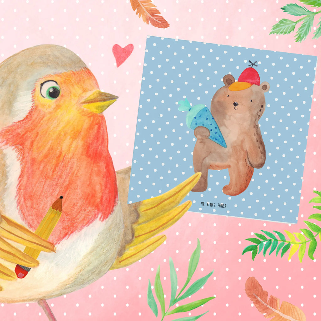 Deluxe Karte Bär Schultüte Hochwertige Klappkarte, Karte, Geburtstagskarte, Einladungskarte, Klappkarte, Glückwunschkarte, Hochzeitskarte, Grußkarte, Hochwertige Grußkarte, Bär, Teddy, Teddybär, Bär Motiv, Einschulung Geschenk, Erster Schultag Geschenk, Grundschule, Schule Geschenk, Schulanfang, Schultüte, Schulbeginn