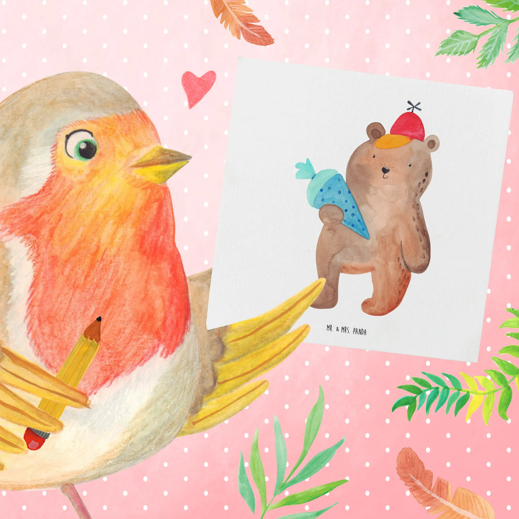 Deluxe Karte Bär Schultüte Hochwertige Klappkarte, Karte, Geburtstagskarte, Einladungskarte, Klappkarte, Glückwunschkarte, Hochzeitskarte, Grußkarte, Hochwertige Grußkarte, Bär, Teddy, Teddybär, Bär Motiv, Einschulung Geschenk, Erster Schultag Geschenk, Grundschule, Schule Geschenk, Schulanfang, Schultüte, Schulbeginn