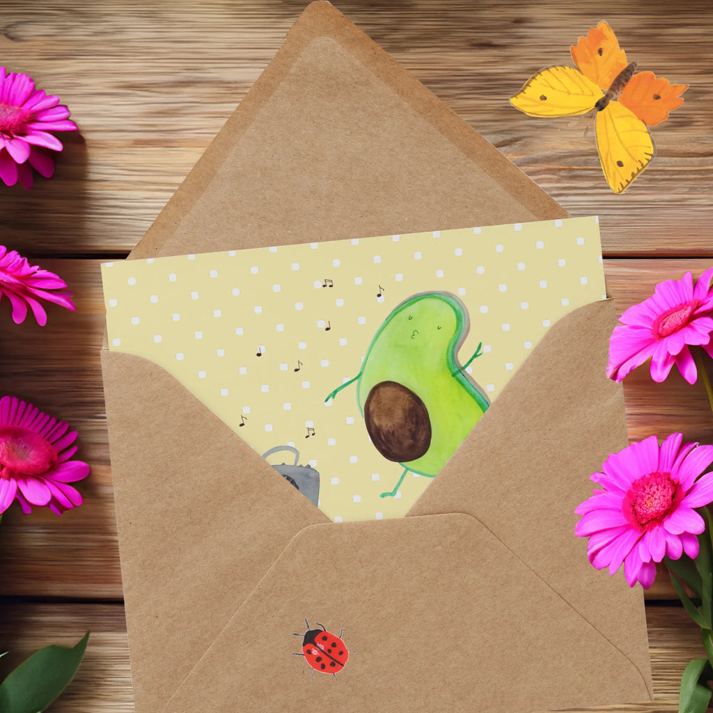 Deluxe Karte Avocado Tanzen Hochwertige Klappkarte, Karte, Hochzeitskarte, Einladungskarte, Geburtstagskarte, Grußkarte, Glückwunschkarte, Klappkarte, Hochwertige Grußkarte, Avocado, Veggie, Vegan, Gesund