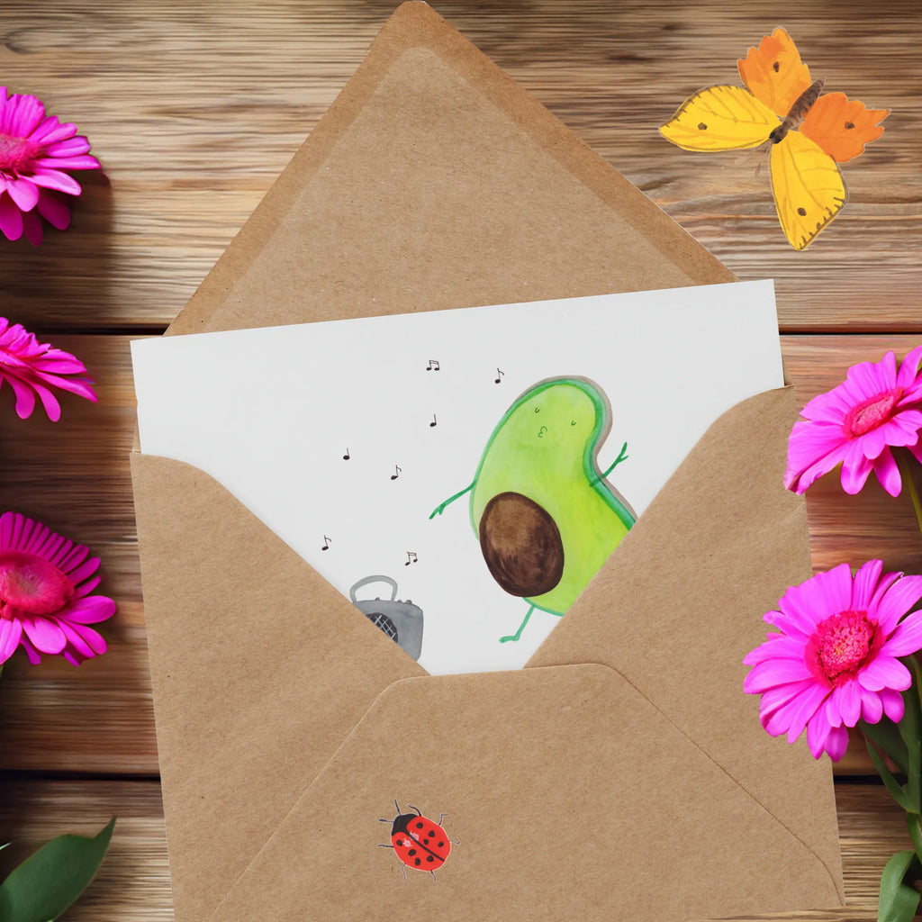 Deluxe Karte Avocado Tanzen Hochwertige Klappkarte, Karte, Hochzeitskarte, Einladungskarte, Geburtstagskarte, Grußkarte, Glückwunschkarte, Klappkarte, Hochwertige Grußkarte, Avocado, Veggie, Vegan, Gesund