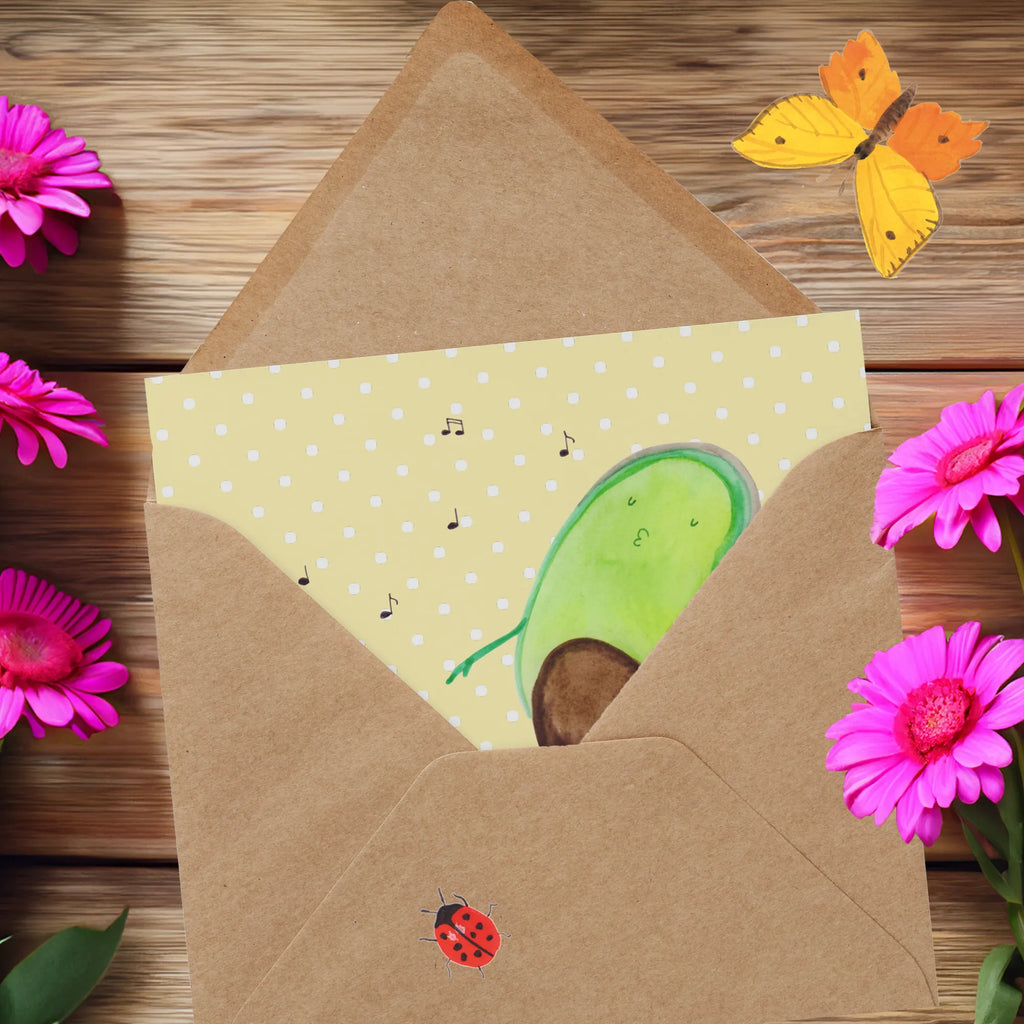 Deluxe Karte Avocado Tanzen Hochwertige Klappkarte, Karte, Hochzeitskarte, Einladungskarte, Geburtstagskarte, Grußkarte, Glückwunschkarte, Klappkarte, Hochwertige Grußkarte, Avocado, Veggie, Vegan, Gesund