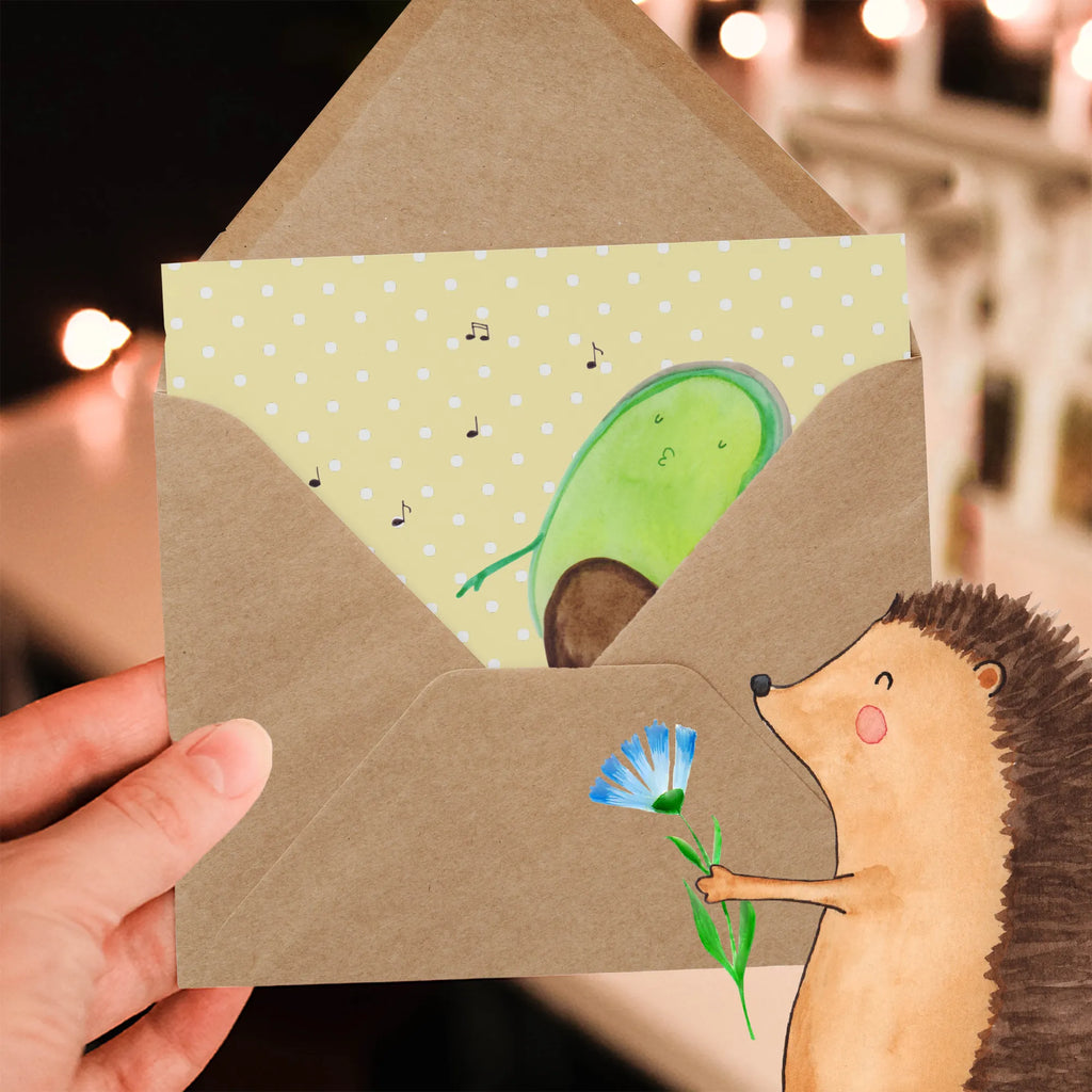 Deluxe Karte Avocado Tanzen Hochwertige Klappkarte, Karte, Hochzeitskarte, Einladungskarte, Geburtstagskarte, Grußkarte, Glückwunschkarte, Klappkarte, Hochwertige Grußkarte, Avocado, Veggie, Vegan, Gesund