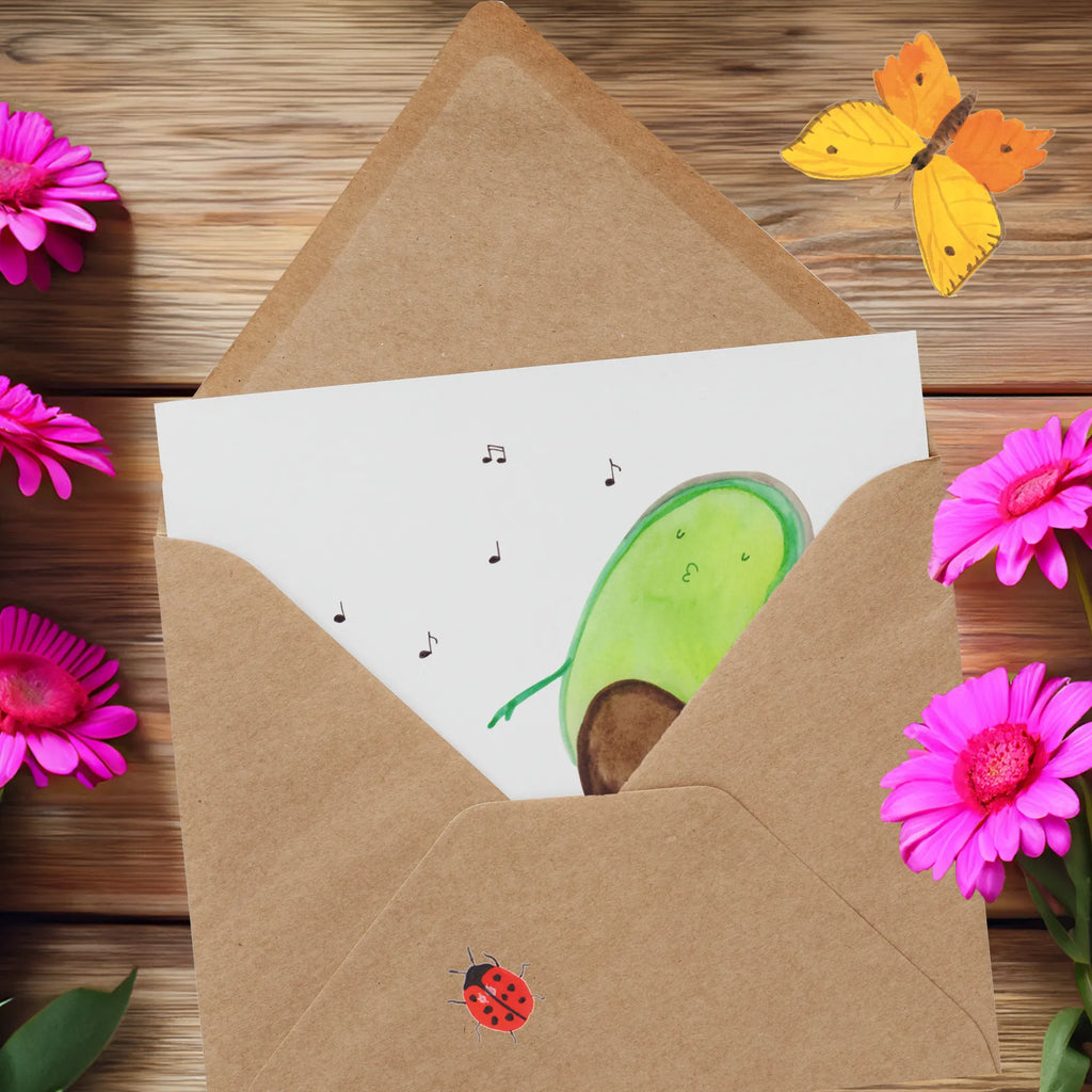 Deluxe Karte Avocado Tanzen Hochwertige Klappkarte, Karte, Hochzeitskarte, Einladungskarte, Geburtstagskarte, Grußkarte, Glückwunschkarte, Klappkarte, Hochwertige Grußkarte, Avocado, Veggie, Vegan, Gesund