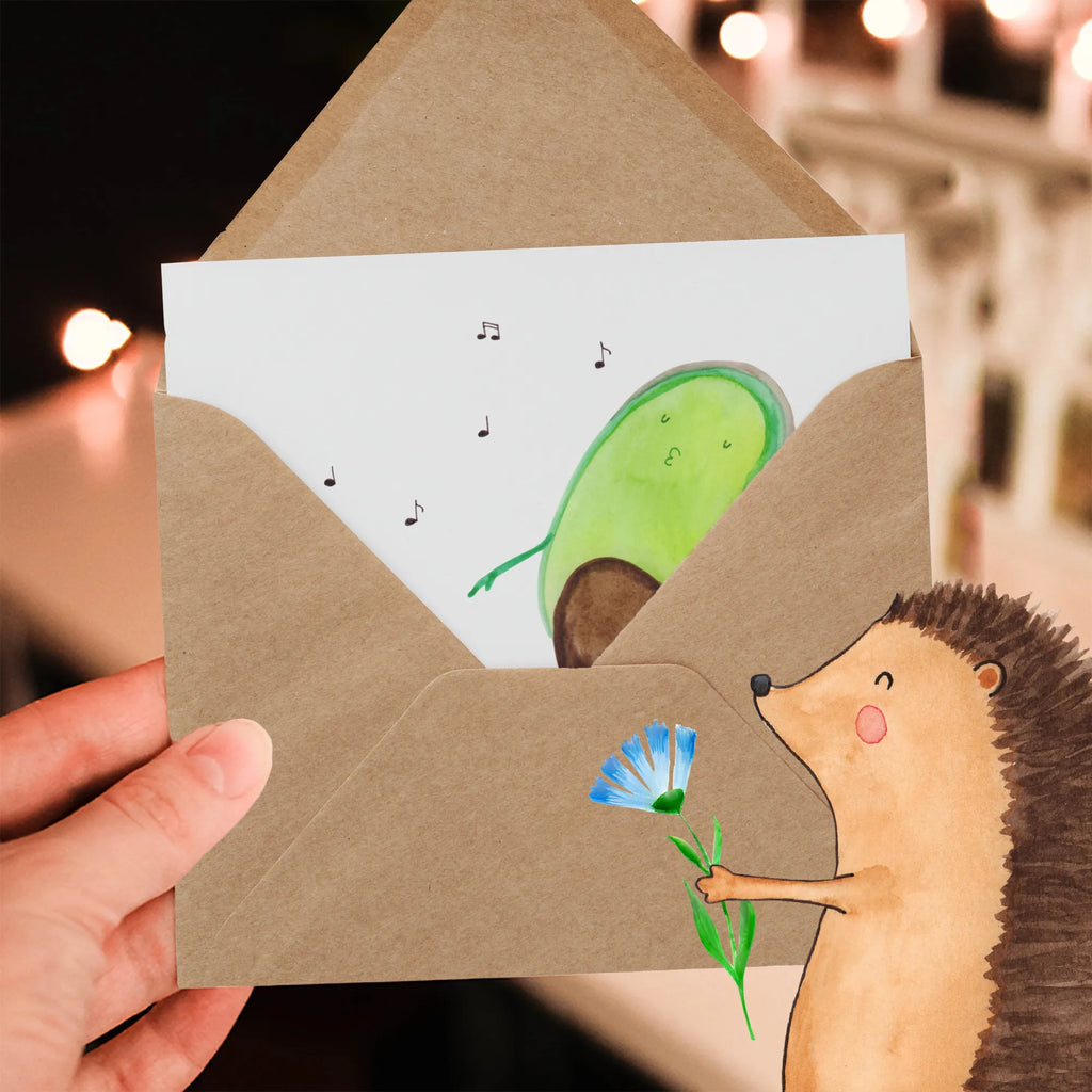 Deluxe Karte Avocado Tanzen Hochwertige Klappkarte, Karte, Hochzeitskarte, Einladungskarte, Geburtstagskarte, Grußkarte, Glückwunschkarte, Klappkarte, Hochwertige Grußkarte, Avocado, Veggie, Vegan, Gesund