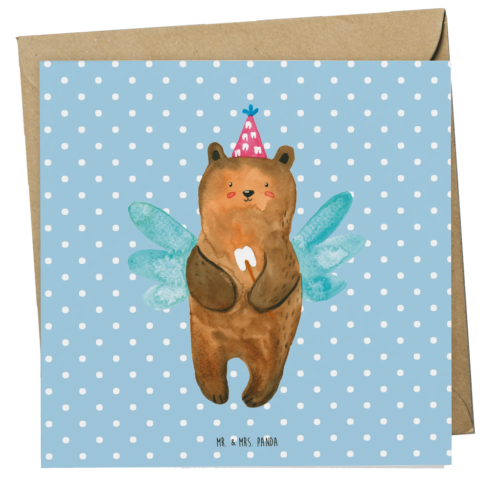Deluxe Karte Bär Zahnfee Hochwertige Klappkarte, Karte, Hochwertige Grußkarte, Grußkarte, Hochzeitskarte, Einladungskarte, Glückwunschkarte, Geburtstagskarte, Klappkarte, Bär, Teddy, Teddybär, Milchzahn, Fee, Erster Zahn, Zahnfee