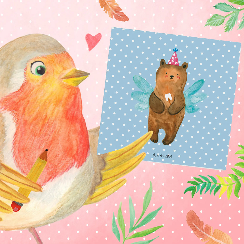 Deluxe Karte Bär Zahnfee Hochwertige Klappkarte, Karte, Hochwertige Grußkarte, Grußkarte, Hochzeitskarte, Einladungskarte, Glückwunschkarte, Geburtstagskarte, Klappkarte, Bär, Teddy, Teddybär, Milchzahn, Fee, Erster Zahn, Zahnfee