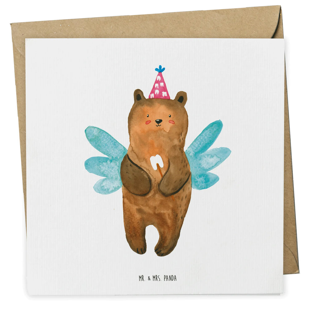 Deluxe Karte Bär Zahnfee Hochwertige Klappkarte, Karte, Hochwertige Grußkarte, Grußkarte, Hochzeitskarte, Einladungskarte, Glückwunschkarte, Geburtstagskarte, Klappkarte, Bär, Teddy, Teddybär, Milchzahn, Fee, Erster Zahn, Zahnfee