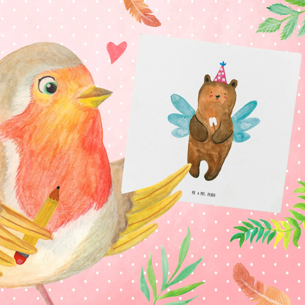 Deluxe Karte Bär Zahnfee Hochwertige Klappkarte, Karte, Hochwertige Grußkarte, Grußkarte, Hochzeitskarte, Einladungskarte, Glückwunschkarte, Geburtstagskarte, Klappkarte, Bär, Teddy, Teddybär, Milchzahn, Fee, Erster Zahn, Zahnfee